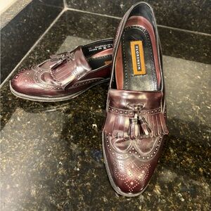 Florsheim Men's Burgundy Leather Kiltie Loafers